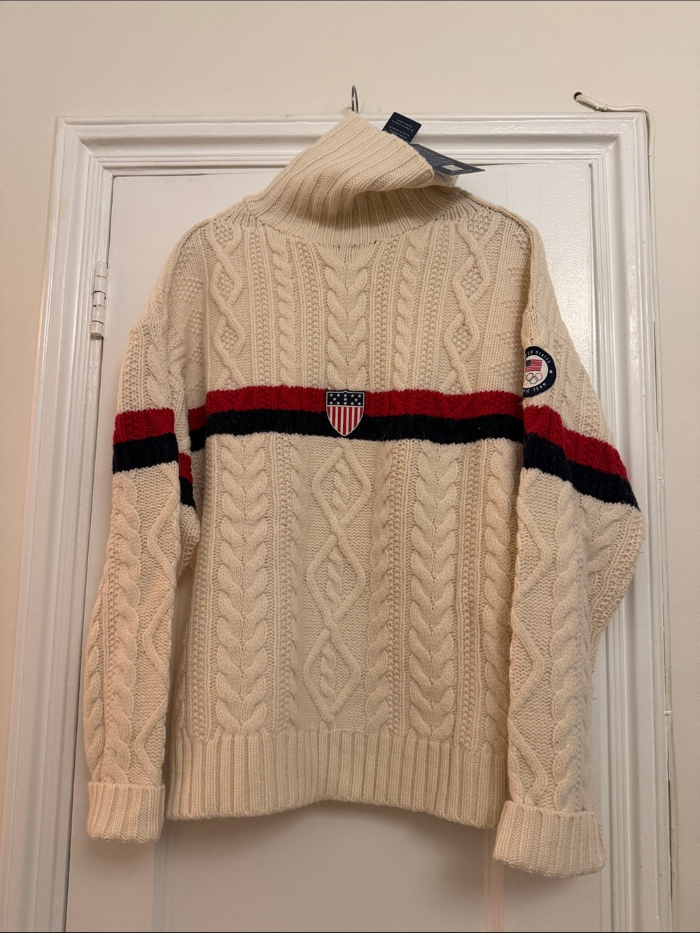 Polo by Ralph Lauren wool Cream Cable Turtleneck 2026 Olympics Sweater